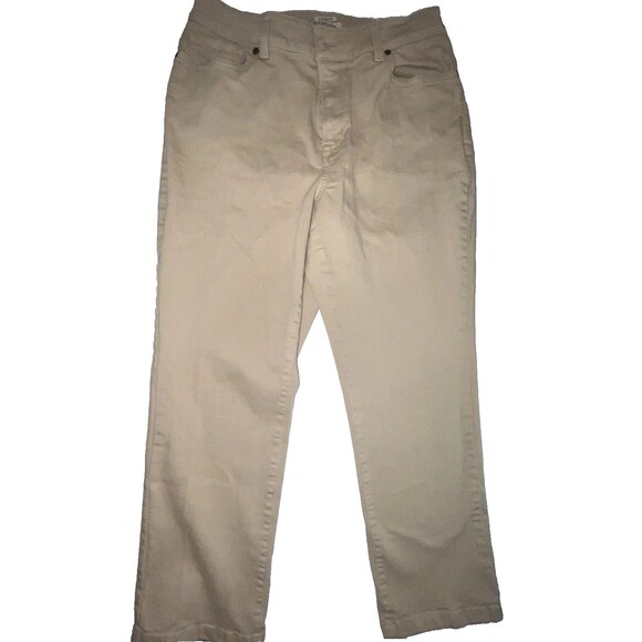 L.L. Bean Women’s Khaki Chino Work Pants Size 12 Straight Leg Cotton Blend - Picture 1 of 6